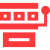 Red slot machine icon on black background.